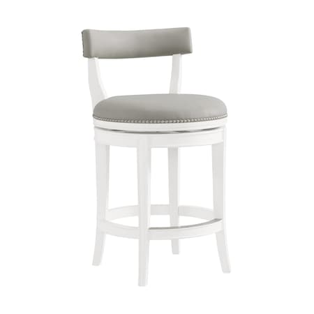 Alaterre Furniture Hanover Swivel Counter Height Bar Stool, White and Gray, 2PK ANHN01PDCR2